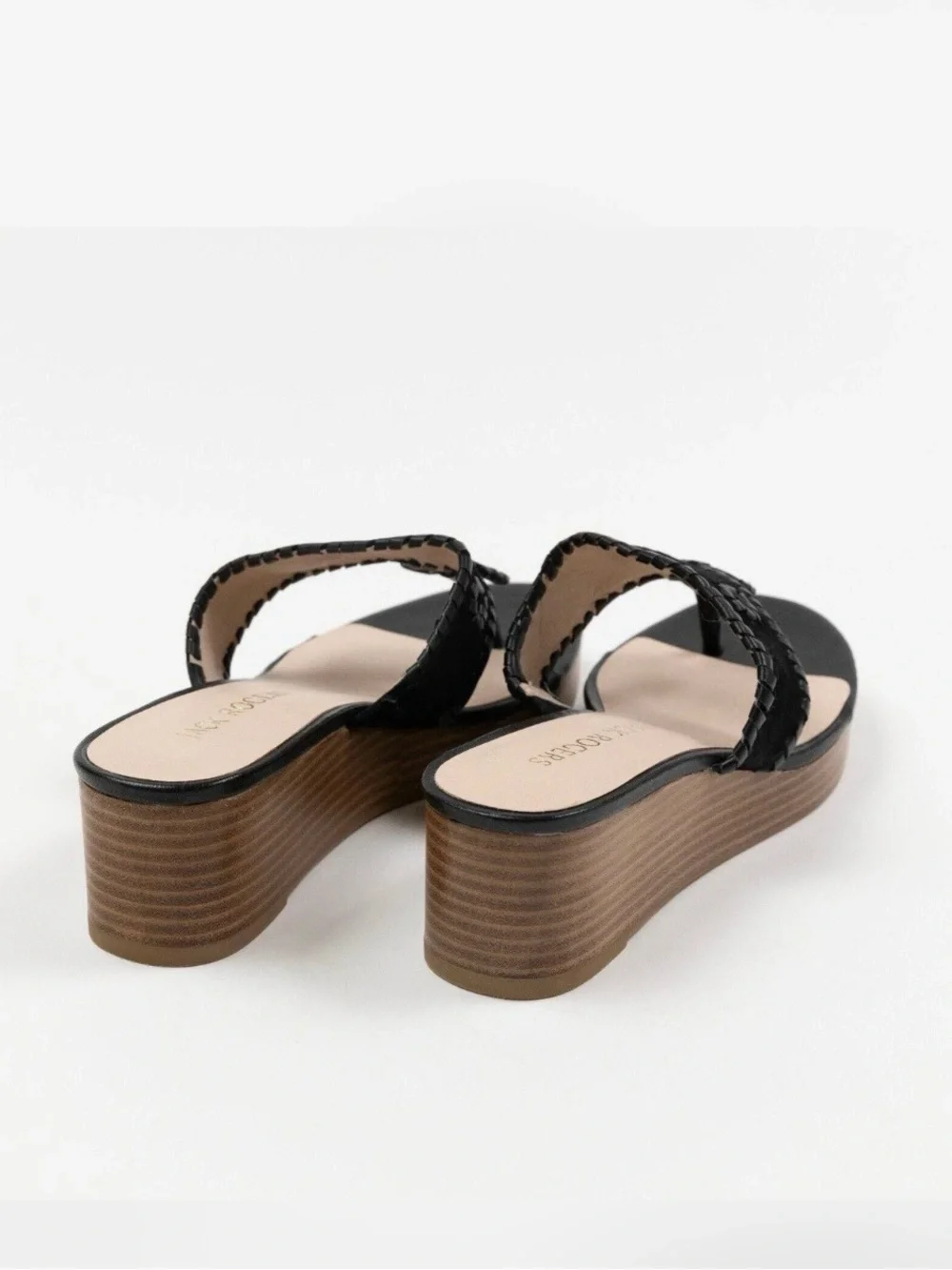 JACK ROGERS Size 8 women's jacks mid wedge platform thong sandals in black